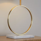 Moon Table Lamp - White Marble, Gold Metal, White Linen