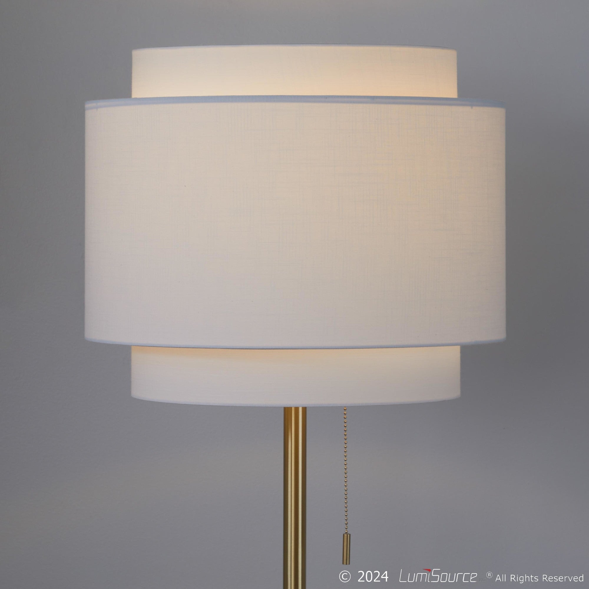 Tier 64" Metal Floor Lamp - Gold Metal, Off-white Linen