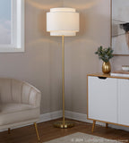 Tier 64" Metal Floor Lamp - Gold Metal, Off-white Linen