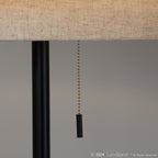 Tier 64" Metal Floor Lamp - Black Metal, Biege Linen