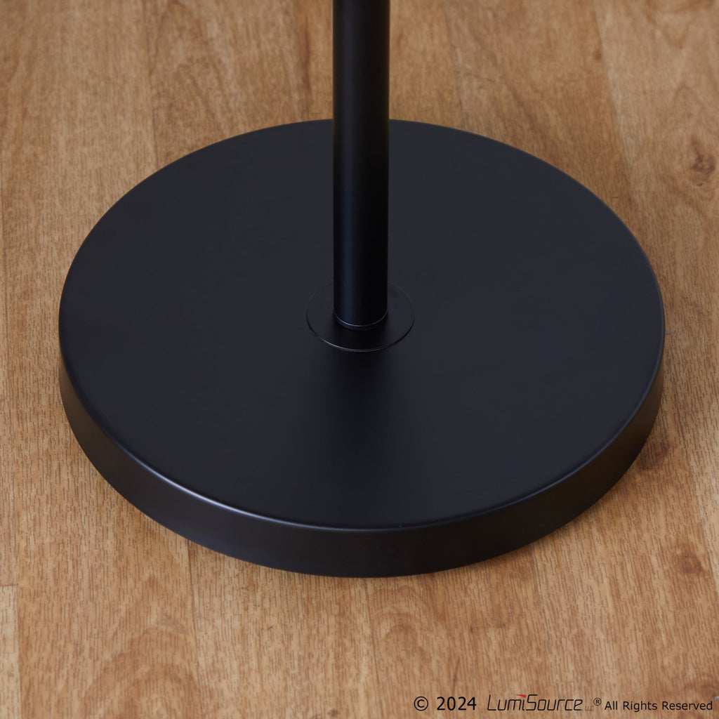 Tier 64" Metal Floor Lamp - Black Metal, Biege Linen
