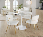 Pebble Mod Table - White Metal, White Marble Veneer