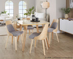 Anabelle Bent Wood Chair - Set of 2 - Natural Wood, Grey Fabric