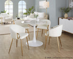 Pebble Mod Table - White Metal, White Marble Veneer