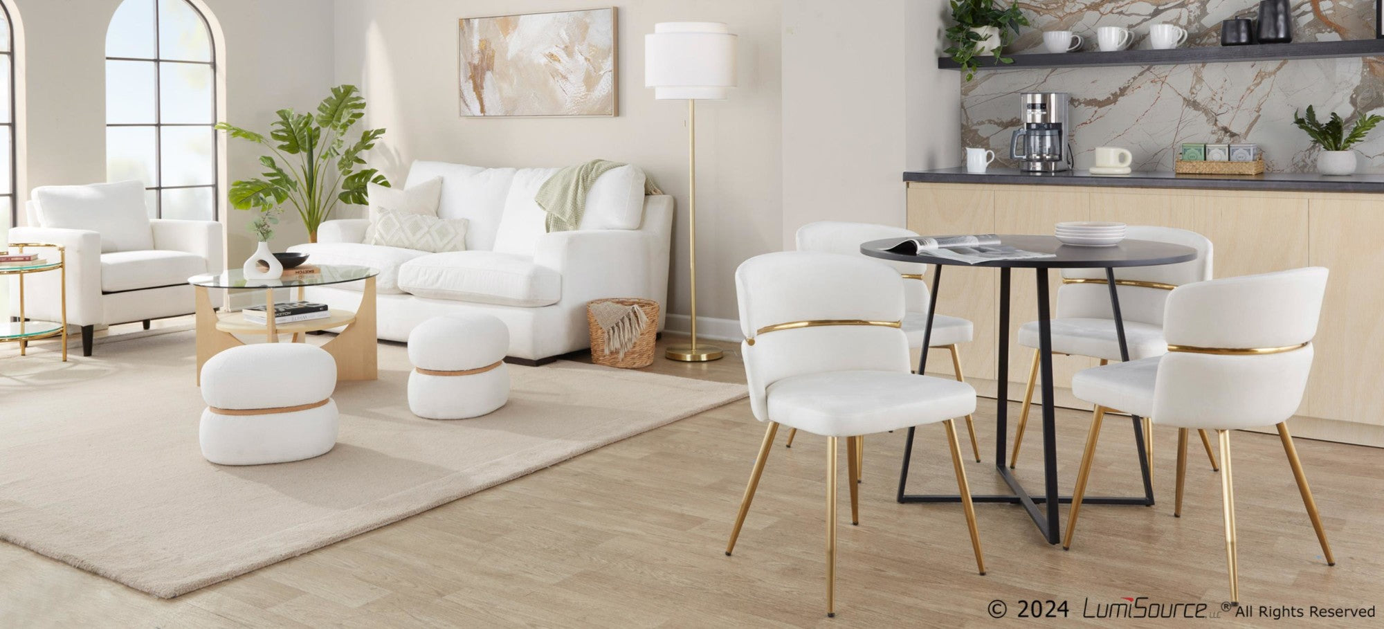 Tier 64" Metal Floor Lamp - Gold Metal, Off-white Linen