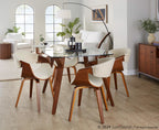 Folia Glass Dinette Table - Walnut Wood, Clear Glass