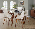 Folia Glass Dinette Table - Walnut Wood, Clear Glass