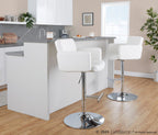 Stout Adjustable Barstool - Chrome, White PU