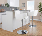 Stout Adjustable Barstool - Chrome, White PU