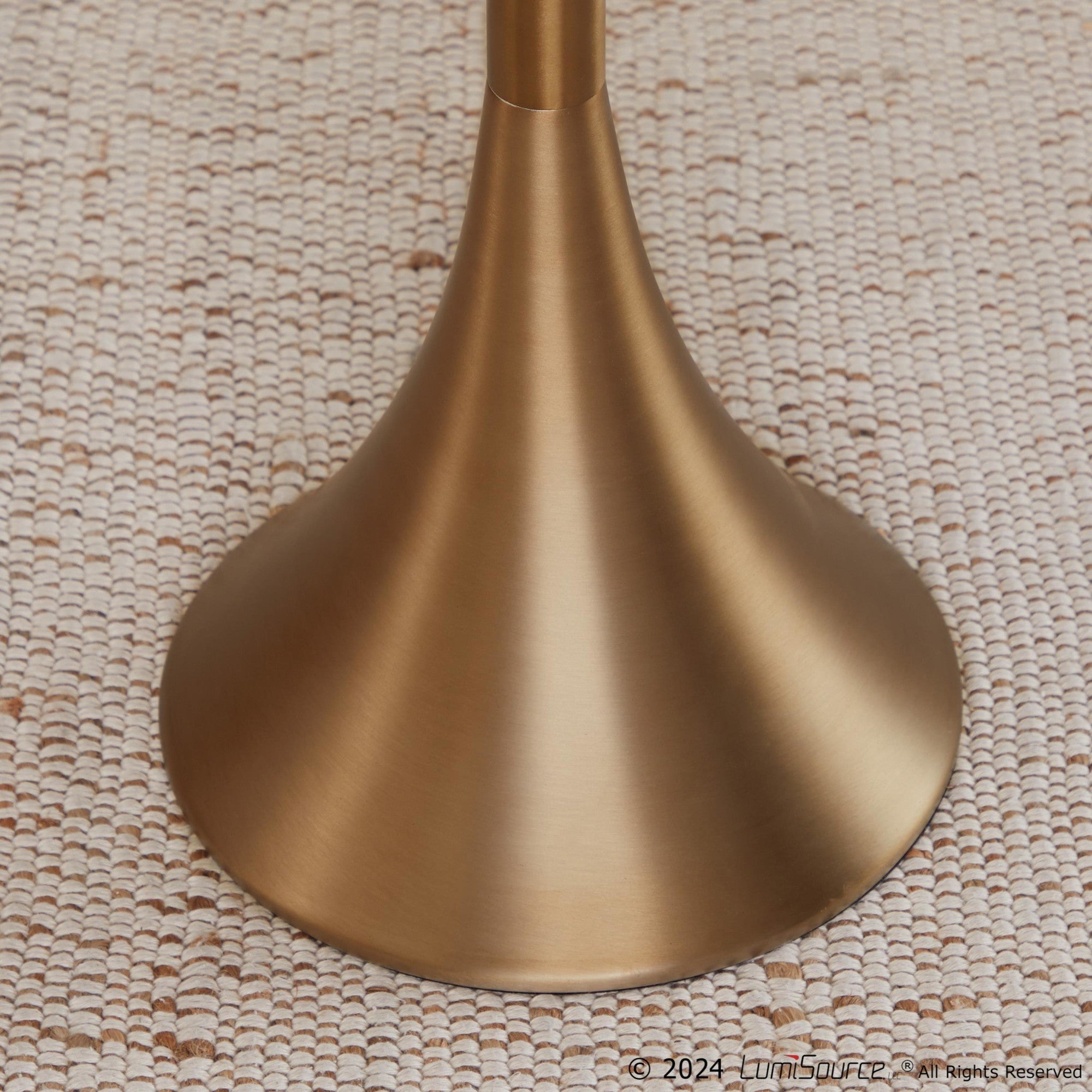 Lenuxe 65" Metal Floor Lamp - Matte Golden Bronze Metal, White Linen