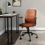Fredrick Office Chair - Black Metal, Brown PU