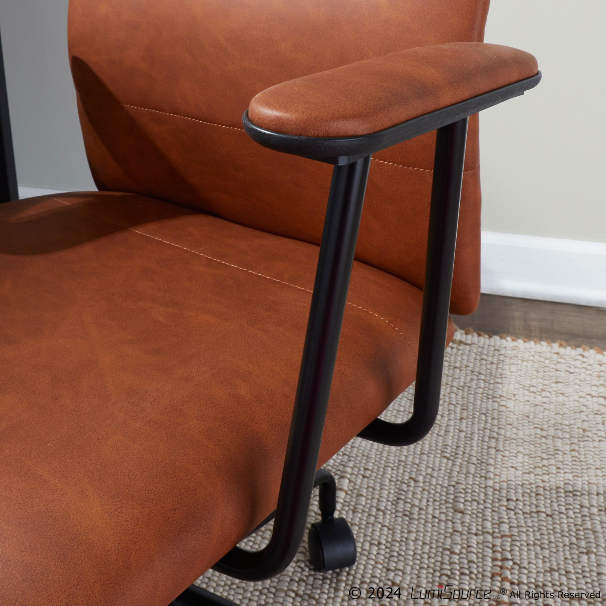 Fredrick Office Chair - Black Metal, Brown PU