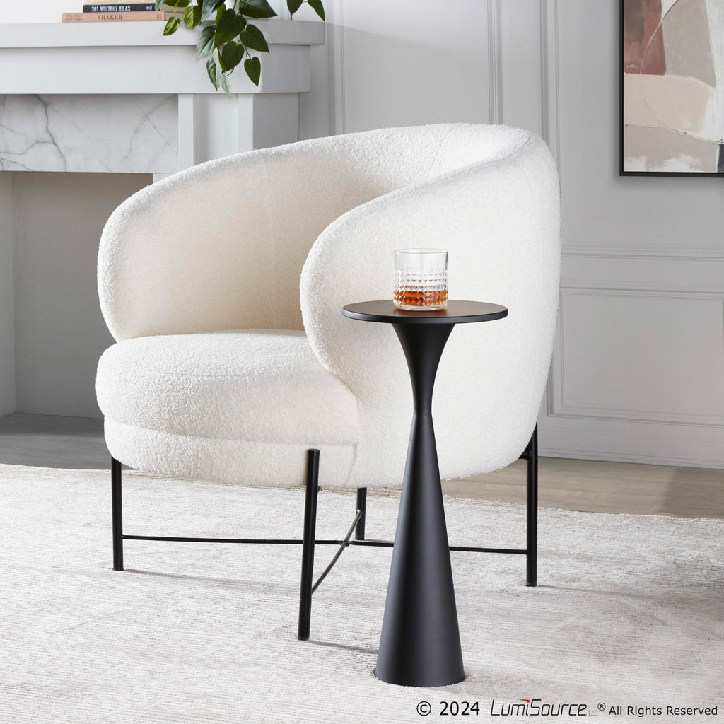 Chloe Accent Chair - Black Metal, White Sherpa