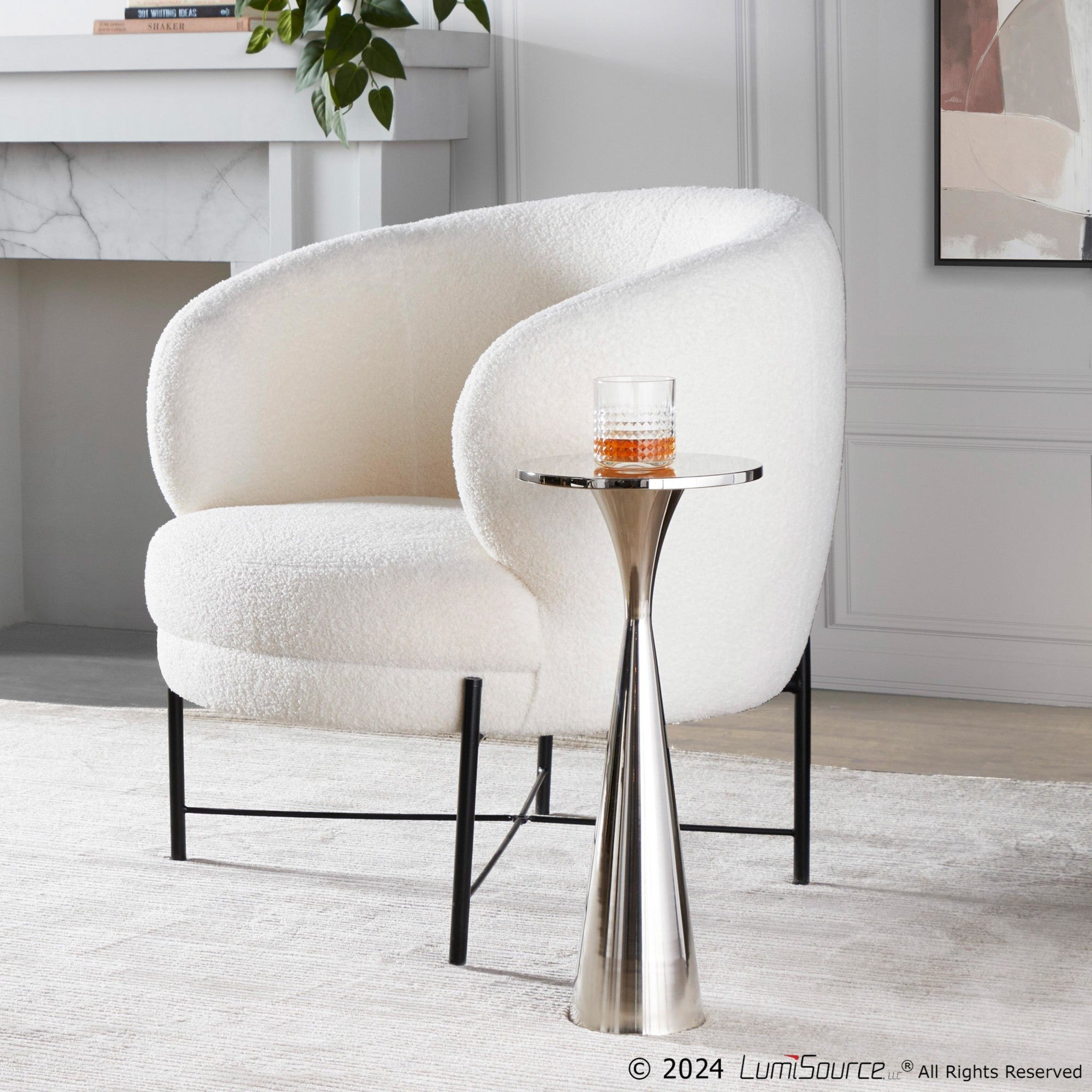 Gemma 22" Metal Side Table - Polished Nickel