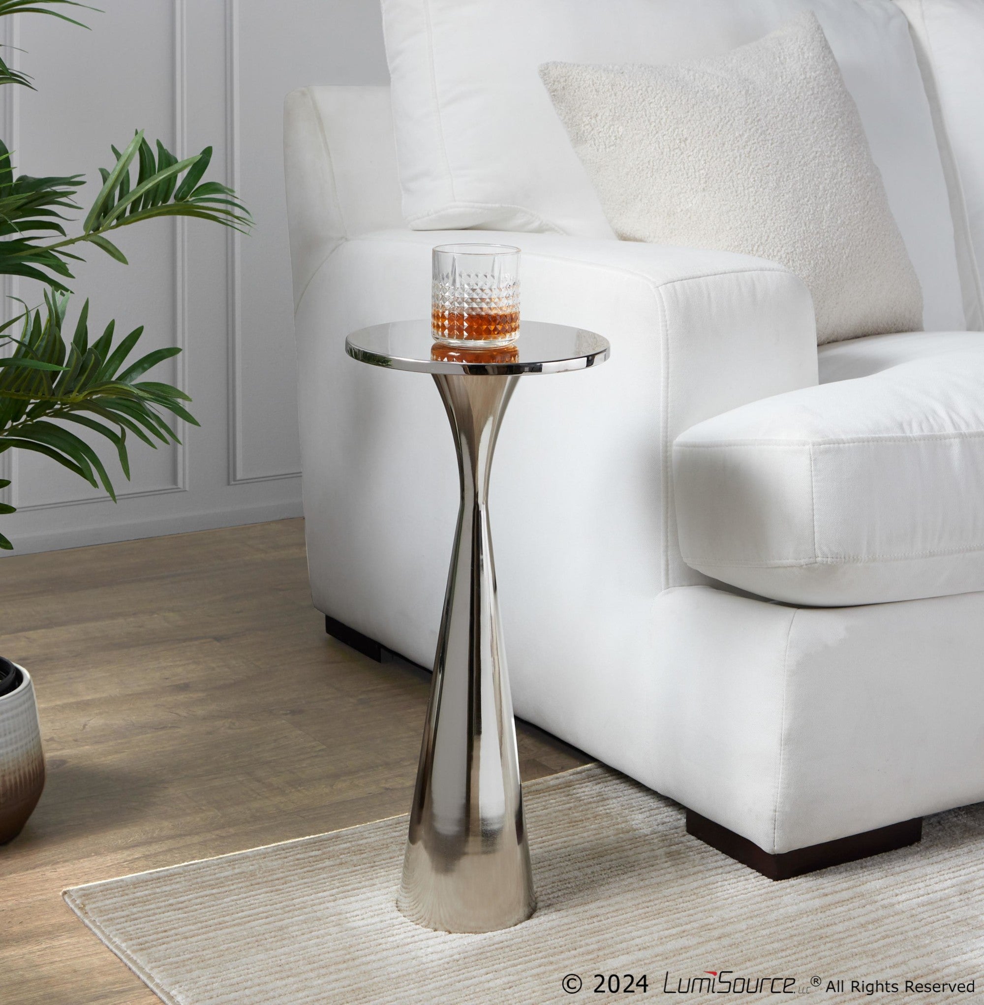 Gemma 22" Metal Side Table - Polished Nickel