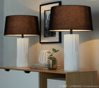 Petra 26" Polyresin Table Lamp - Set of 2 - Cream Polyresin, Black Metal, Black Linen