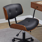 Lombardi Office Chair - Black Metal, Walnut Wood, Black PU