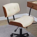 Lombardi Office Chair - Black Metal, Walnut Wood, Cream PU