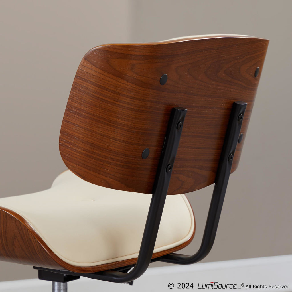 Lombardi Office Chair - Black Metal, Walnut Wood, Cream PU