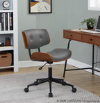 Lombardi Office Chair - Black Metal, Walnut Wood, Grey PU