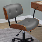Lombardi Office Chair - Black Metal, Walnut Wood, Grey PU
