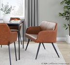 Daniella High Back Bench - Black Steel, Camel PU