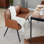Daniella High Back Bench - Black Steel, Camel PU