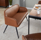 Daniella High Back Bench - Black Steel, Camel PU