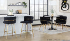 Cinch Claire 26" Fixed-Height Counter Stool - Set of 2 - Gold Metal, Black Velvet