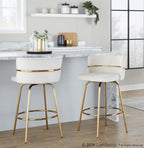 Cinch Claire 26" Fixed-Height Counter Stool - Set of 2 - Gold Metal, Cream Velvet