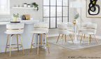 Cinch Claire 26" Fixed-Height Counter Stool - Set of 2 - Gold Metal, Cream Velvet