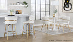 Cinch Claire 26" Fixed-Height Counter Stool - Set of 2 - Gold Metal, Cream Velvet