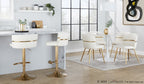 Cinch Adjustable Barstool - Set of 2 - Gold Metal, White PU