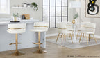 Cinch Adjustable Barstool - Set of 2 - Gold Metal, White PU