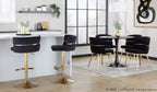 Cinch Adjustable Barstool - Set of 2 - Gold Metal, Black Velvet