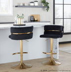 Cinch Adjustable Barstool - Set of 2 - Gold Metal, Black Velvet