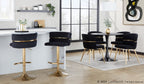 Cinch Adjustable Barstool - Set of 2 - Gold Metal, Black Velvet