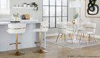 Cinch Adjustable Barstool - Set of 2 - Gold Metal, Cream Velvet