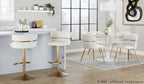 Cinch Adjustable Barstool - Set of 2 - Gold Metal, Cream Velvet
