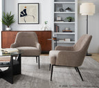 Marcel Accent Chair - Black Metal, Light Brown Fabric
