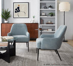 Marcel Accent Chair - Black Metal, Light Blue Fabric