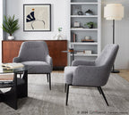 Marcel Accent Chair - Black Metal, Light Grey Fabric