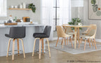 Santi 24" Fixed-Height Counter Stool - Set of 2 - Zebra Wood, Chrome Metal, Grey PU
