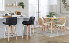 Santi 25" Fixed-Height Counter Stool - Set of 2 - Zebra Wood, Chrome Metal, Black PU