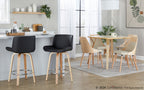 Santi 25" Fixed-Height Counter Stool - Set of 2 - Zebra Wood, Chrome Metal, Black PU