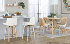 Santi 25" Fixed-Height Counter Stool - Set of 2 - Zebra Wood, Chrome Metal, White PU
