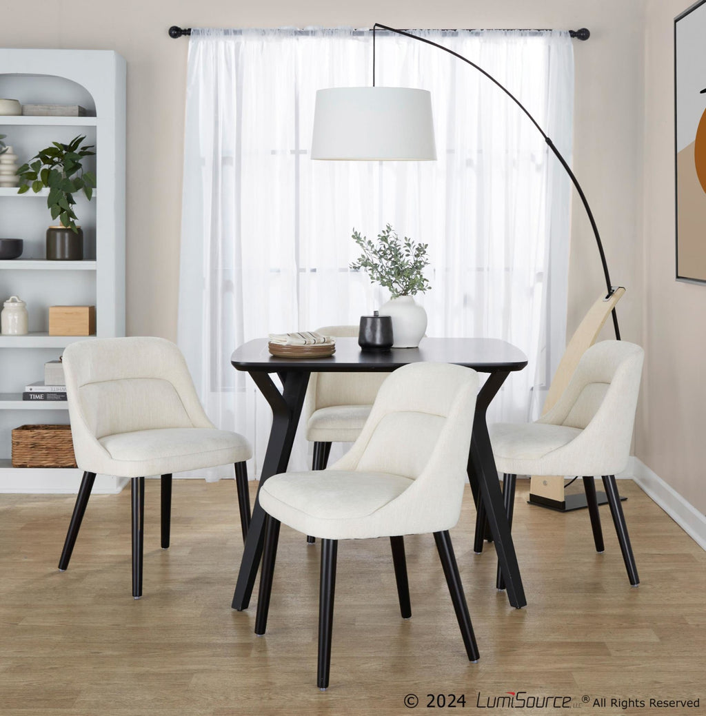 Rina Chair - Set of 2 - Black Wood, Cream Fabric