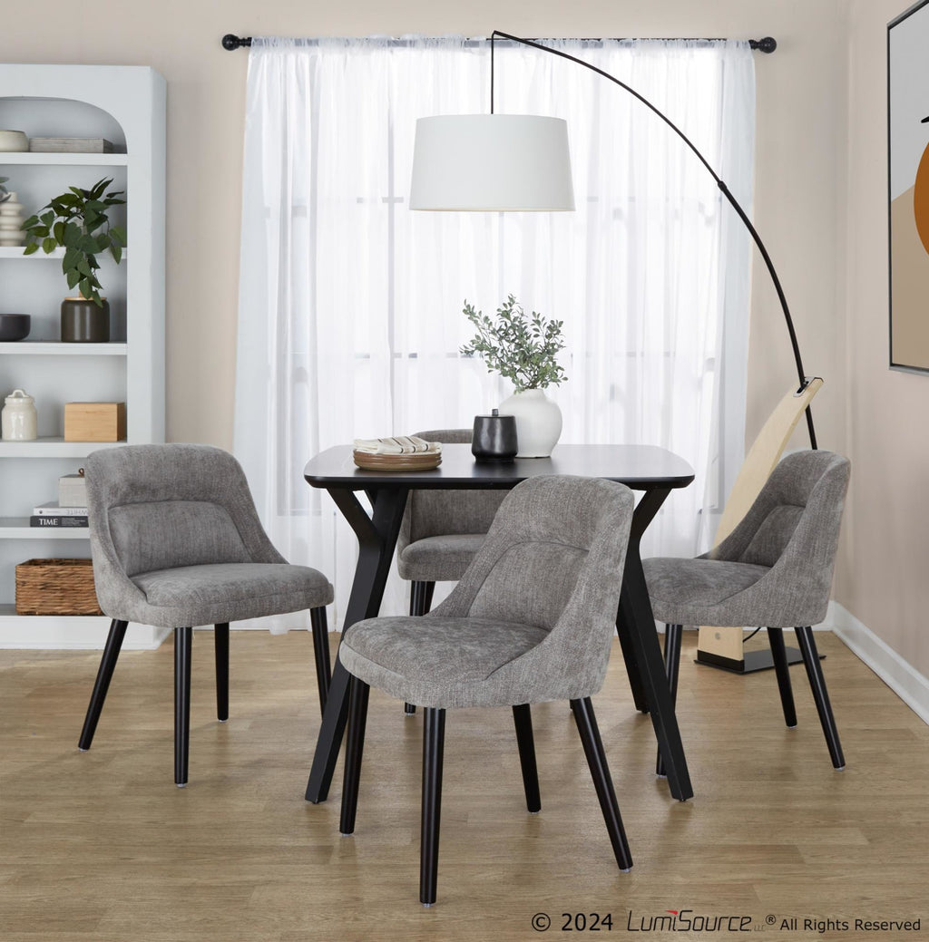 Rina Chair - Set of 2 - Black Wood, Grey Fabric