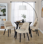 Rina Chair - Set of 2 - Black Wood, Light Brown Fabric