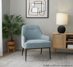 Marcel Accent Chair - Black Metal, Light Blue Fabric